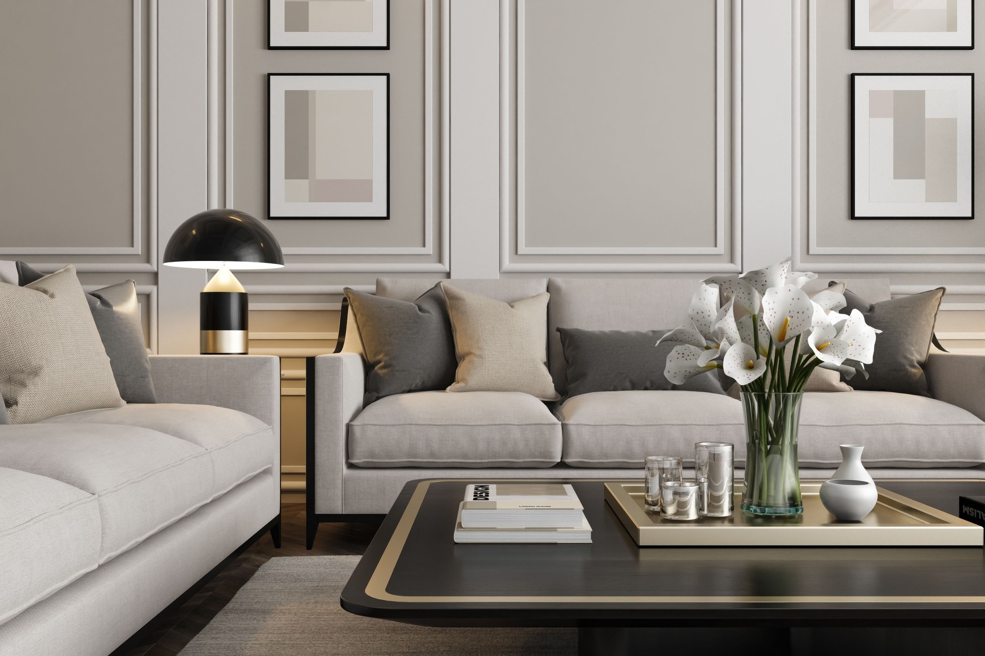Elegant Neo-Classical Parisian Luxury Living Room with Modern Touches